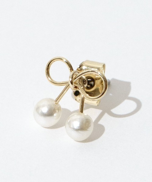 flower（フラワー）の「チェリーリボンピアス（ピアス（片耳用）・レディース・シルバー/ゴールド・FREE）」の5枚目の写真