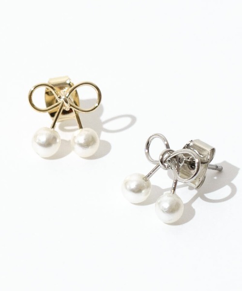 flower（フラワー）の「チェリーリボンピアス（ピアス（片耳用）・レディース・シルバー/ゴールド・FREE）」の9枚目の写真