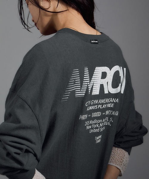【アメリカーナ】LONGSLEEVE Tシャツ　ライトグレー アメリカーナ】LONGSLEEVE Tシャツ ライトグレー お買い得商店街