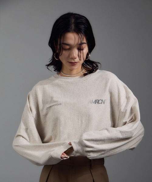 ○Americana アメリカーナ○長袖 カットソー プルオーバー Tシャツ ロンT トップス レディース アパルトモン AP STUDIO 取扱い 日本製 Americana(アメリカーナ) ⁄ 長袖Tシャツ⁄カットソー⁄スリット⁄ジッパー
