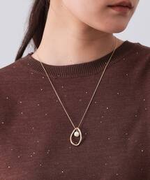 OPAQUE.CLIP | オーバルメタル×フェイクパール スライドネックレス(ネックレス)