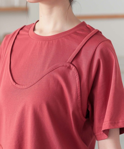 n'OrLABEL(ノアールレーベル)の「レイヤード風アシメカットソー(Tシャツ/カットソー・レディース・テラコッタ/チャコール/オートミール・2/1)」の10枚目の写真