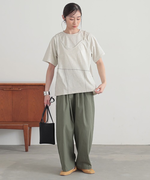 n'OrLABEL(ノアールレーベル)の「レイヤード風アシメカットソー(Tシャツ/カットソー・レディース・テラコッタ/チャコール/オートミール・2/1)」の16枚目の写真