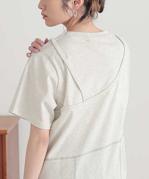 n'OrLABEL(ノアールレーベル)の「レイヤード風アシメカットソー(Tシャツ/カットソー・レディース・テラコッタ/チャコール/オートミール・2/1)」の15枚目の写真