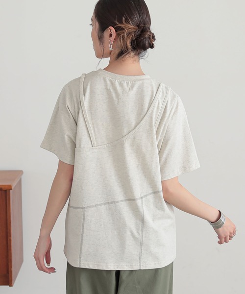 n'OrLABEL(ノアールレーベル)の「レイヤード風アシメカットソー(Tシャツ/カットソー・レディース・テラコッタ/チャコール/オートミール・2/1)」の14枚目の写真