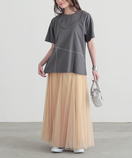 n'OrLABEL(ノアールレーベル)の「レイヤード風アシメカットソー(Tシャツ/カットソー・レディース・テラコッタ/チャコール/オートミール・2/1)」の21枚目の写真