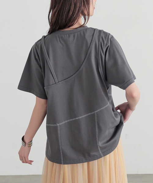 n'OrLABEL(ノアールレーベル)の「レイヤード風アシメカットソー(Tシャツ/カットソー・レディース・テラコッタ/チャコール/オートミール・2/1)」の19枚目の写真