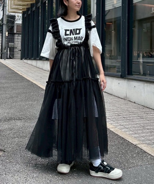 Candy Stripper(キャンディストリッパー)の「ETOILE TIERED HARNESS TULLE スカート(スカート・レディース・ピンク/グレー/ライトブルー/ブラック・FREE)」の2枚目の写真