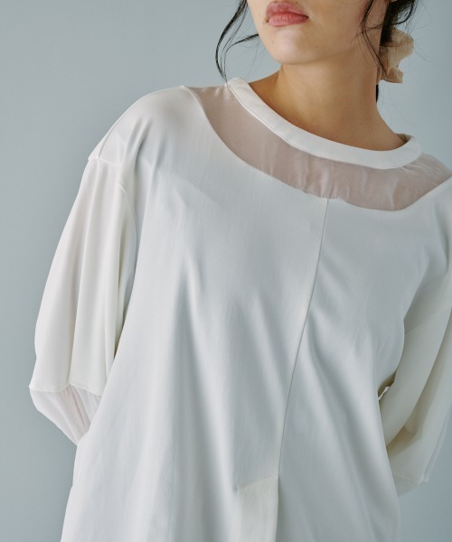 terrace(テラス)の「シアー切替プルオーバー(Tシャツ/カットソー・レディース・ブラック/オフホワイト/チャコールグレー・MEDIUM)」の10枚目の写真