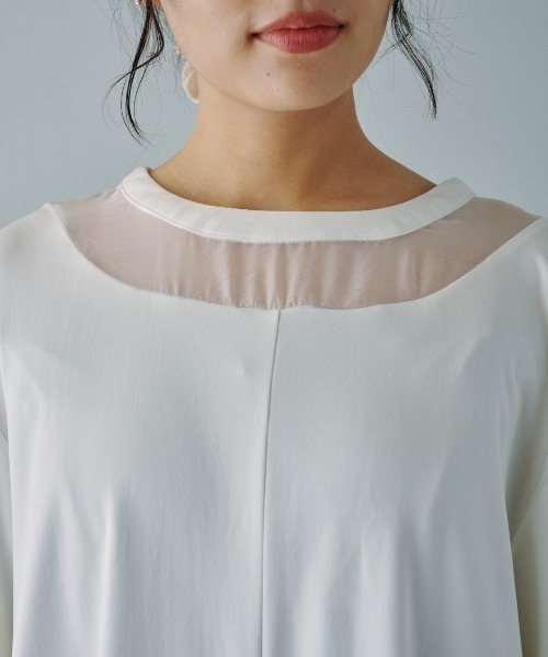 terrace(テラス)の「シアー切替プルオーバー(Tシャツ/カットソー・レディース・ブラック/オフホワイト/チャコールグレー・MEDIUM)」の11枚目の写真