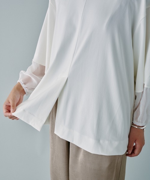 terrace(テラス)の「シアー切替プルオーバー(Tシャツ/カットソー・レディース・ブラック/オフホワイト/チャコールグレー・MEDIUM)」の13枚目の写真