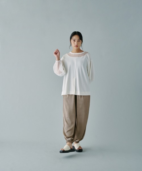 terrace(テラス)の「シアー切替プルオーバー(Tシャツ/カットソー・レディース・ブラック/オフホワイト/チャコールグレー・MEDIUM)」の15枚目の写真