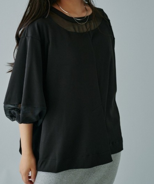 terrace(テラス)の「シアー切替プルオーバー(Tシャツ/カットソー・レディース・ブラック/オフホワイト/チャコールグレー・MEDIUM)」の18枚目の写真