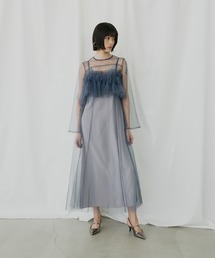 ボリュームチュールペプラムドレス / volume tulle peplum dress