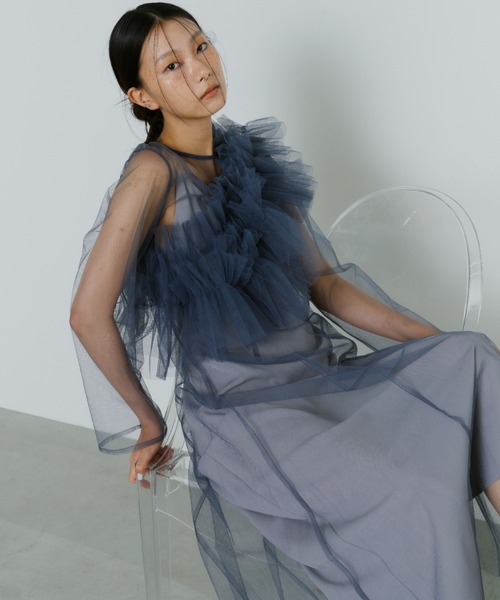 ANDRESED 2way チュールドレス ANDRESD ドレス パイピングチュールドレス / piping tulle dress