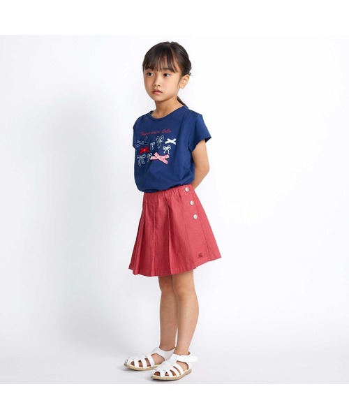 BeBe（ベベ）の「カラーデニムサイドボタンプリーツスカパン(90~150cm)（スカート・キッズ・ネイビー/レッド・140cm/120cm/130cm/150cm/110cm）」の8枚目の写真