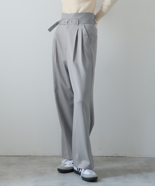 ベルト付きハイウエストタックパンツ（スラックス）｜Ulysses
