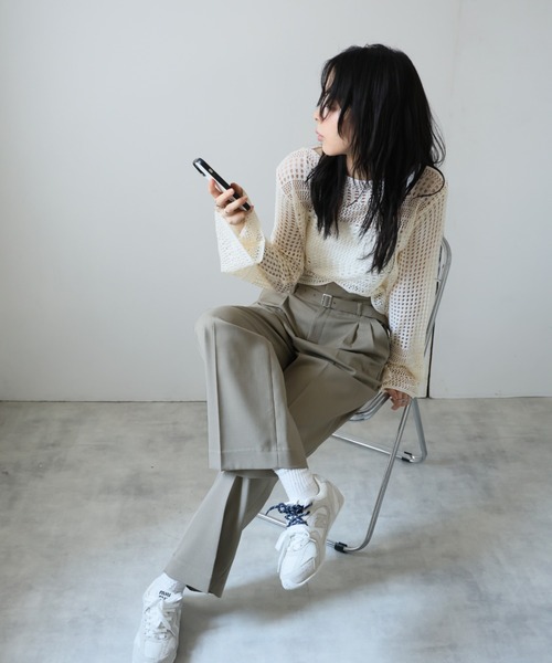 ベルト付きハイウエストタックパンツ（スラックス）｜Ulysses