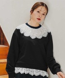 titivate（ティティベイト）の「レースドッキングデザインスウェット（Tシャツ/カットソー）」