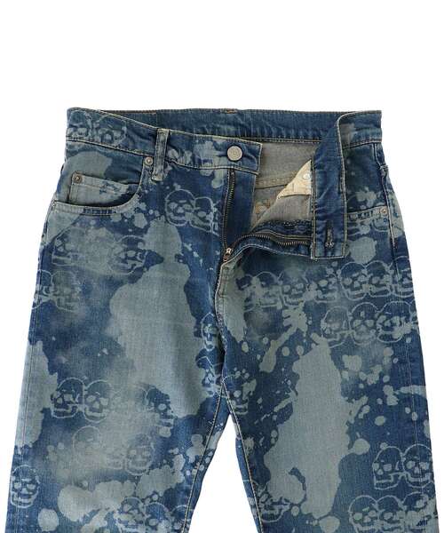 HYSTERIC GLAMOUR（ヒステリックグラマー）の「DROPPING&SKULL柄 スリムデニムパンツ（デニムパンツ・レディース・ライトインディゴブルー・27inch/26inch/25inch/28inch）」の4枚目の写真