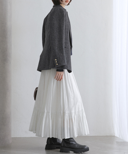 セール】【洗える】ローン箔加工ティアードスカート（スカート）｜La