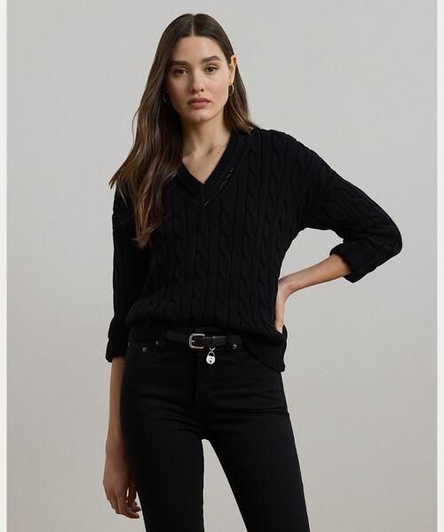 人気✨LAUREN RALPH LAUREN ケーブルニットクリケットセーター ケーブルアンドポインテールニット クリケット セーター