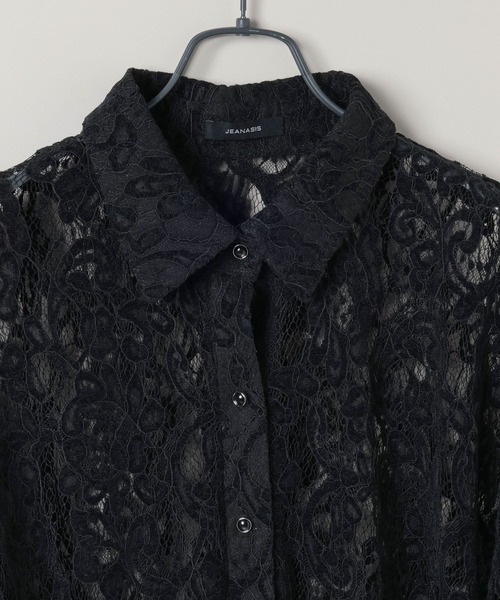 JEANASIS（ジーナシス）の「フロッキーレースシャツSS/586498（シャツ/ブラウス・レディース・ホワイト/ブラック・FREE）」の4枚目の写真