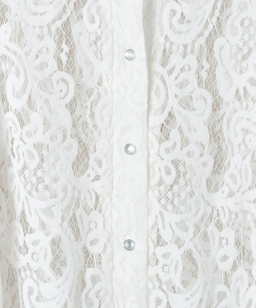 JEANASIS（ジーナシス）の「フロッキーレースシャツSS/586498（シャツ/ブラウス・レディース・ホワイト/ブラック・FREE）」の9枚目の写真
