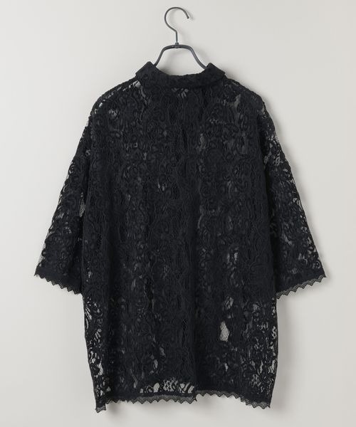 JEANASIS（ジーナシス）の「フロッキーレースシャツSS/586498（シャツ/ブラウス・レディース・ホワイト/ブラック・FREE）」の3枚目の写真