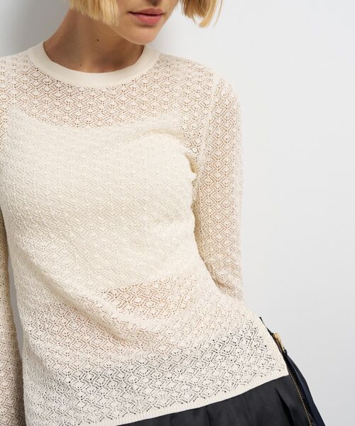 LANVIN en Bleu（ランバンオンブルー）の「シアーレースニット（ニット/セーター・レディース・レッド/ブラック/オフホワイト・38）」の2枚目の写真