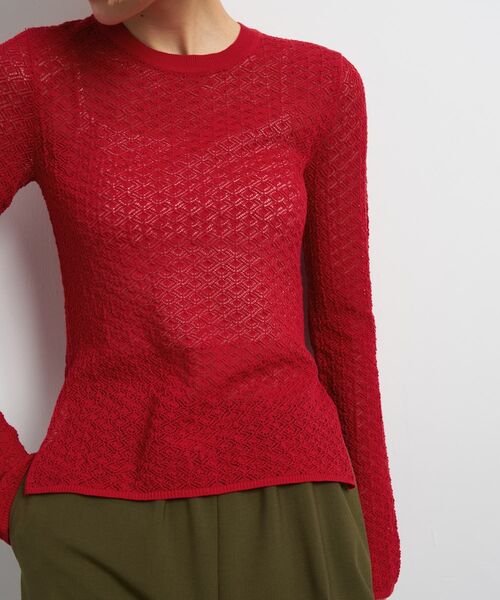 LANVIN en Bleu（ランバンオンブルー）の「シアーレースニット（ニット/セーター・レディース・レッド/ブラック/オフホワイト・38）」の9枚目の写真