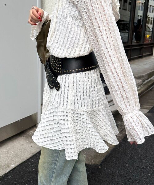 CIAOPANIC(チャオパニック)の「スタッズワイドウエスタンベルト(ベルト・レディース・ブラック/ブラウン・FREE)」の4枚目の写真