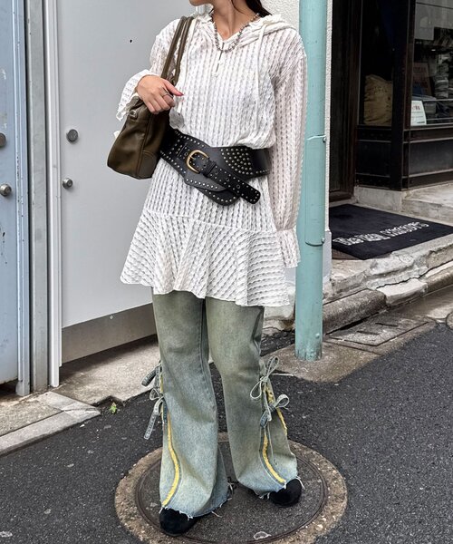 CIAOPANIC(チャオパニック)の「スタッズワイドウエスタンベルト(ベルト・レディース・ブラック/ブラウン・FREE)」の6枚目の写真