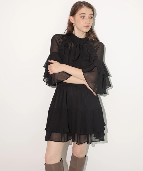 Rirandture リランドチュール　楊柳ラッフルミニワンピース　 Sサイズ Rirandtureルミネ新宿店限定》楊柳ラッフルチュニックワンピース
