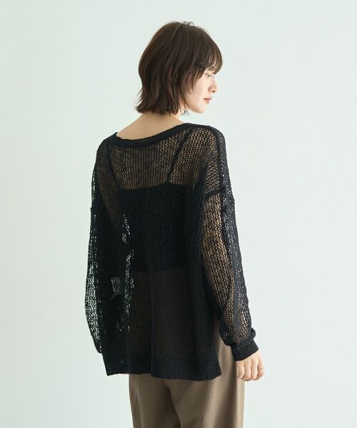 Editt by YECCA VECCA(エディットバイイェッカヴェッカ)の「スラブメッシュルーズニット(ニット/セーター・レディース・アイボリー/ブラック/キャメル・FREE)」の4枚目の写真