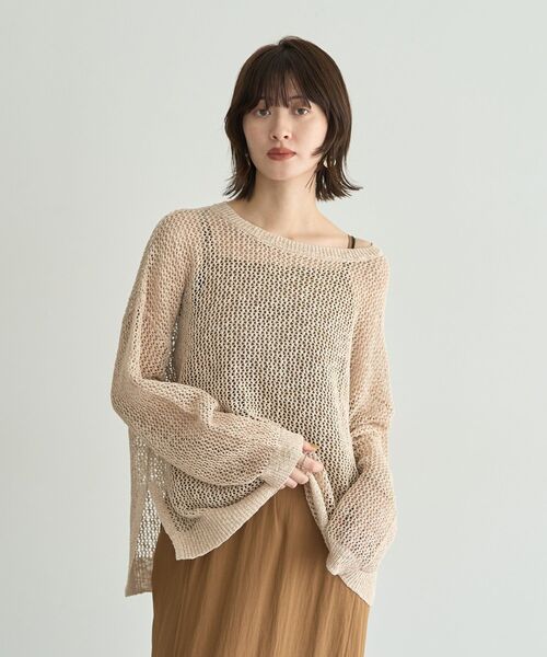 Editt by YECCA VECCA(エディットバイイェッカヴェッカ)の「スラブメッシュルーズニット(ニット/セーター・レディース・アイボリー/ブラック/キャメル・FREE)」の12枚目の写真