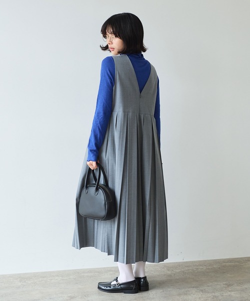 bulle de savon(ビュルデサボン)の「《early spring》2/80 TWツイル プリーツジャンパースカート(ジャンパースカート・レディース・グレー/ブラック・FREE)」の6枚目の写真