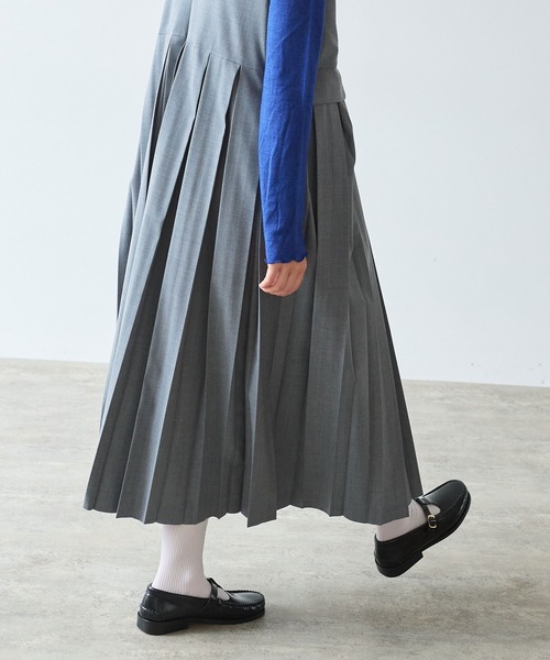 bulle de savon(ビュルデサボン)の「《early spring》2/80 TWツイル プリーツジャンパースカート(ジャンパースカート・レディース・グレー/ブラック・FREE)」の9枚目の写真