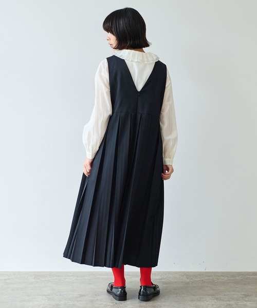 bulle de savon(ビュルデサボン)の「《early spring》2/80 TWツイル プリーツジャンパースカート(ジャンパースカート・レディース・グレー/ブラック・FREE)」の12枚目の写真