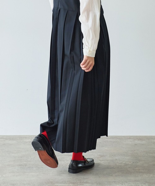 bulle de savon(ビュルデサボン)の「《early spring》2/80 TWツイル プリーツジャンパースカート(ジャンパースカート・レディース・グレー/ブラック・FREE)」の14枚目の写真