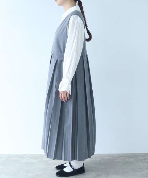 bulle de savon(ビュルデサボン)の「《early spring》2/80 TWツイル プリーツジャンパースカート(ジャンパースカート・レディース・グレー/ブラック・FREE)」の21枚目の写真