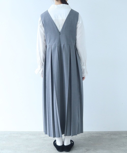 bulle de savon(ビュルデサボン)の「《early spring》2/80 TWツイル プリーツジャンパースカート(ジャンパースカート・レディース・グレー/ブラック・FREE)」の22枚目の写真