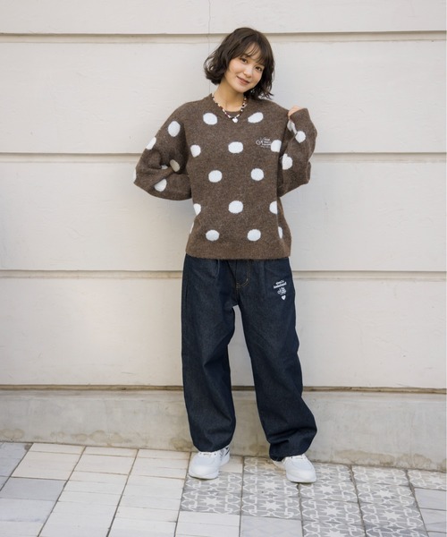 kaoyorinakami（カオヨリナカミ）の「dot logo knit / ドットロゴニット（ニット/セーター・メンズ・ブラウン/ネイビー・SMALL/MEDIUM/LARGE/X-LARGE）」の3枚目の写真