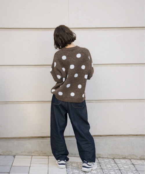 kaoyorinakami（カオヨリナカミ）の「dot logo knit / ドットロゴニット（ニット/セーター・メンズ・ブラウン/ネイビー・SMALL/MEDIUM/LARGE/X-LARGE）」の4枚目の写真