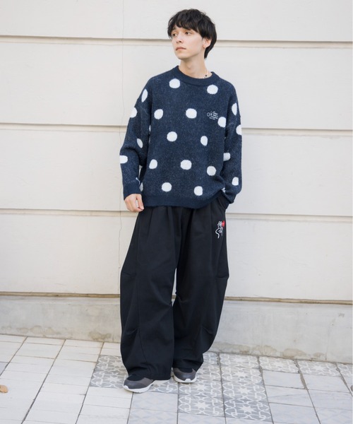 kaoyorinakami（カオヨリナカミ）の「dot logo knit / ドットロゴニット（ニット/セーター・メンズ・ブラウン/ネイビー・SMALL/MEDIUM/LARGE/X-LARGE）」の12枚目の写真