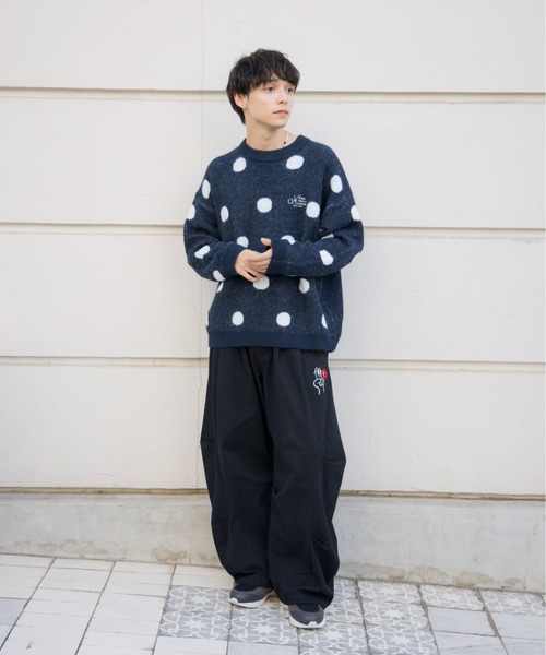 kaoyorinakami（カオヨリナカミ）の「dot logo knit / ドットロゴニット（ニット/セーター・メンズ・ブラウン/ネイビー・SMALL/MEDIUM/LARGE/X-LARGE）」の13枚目の写真