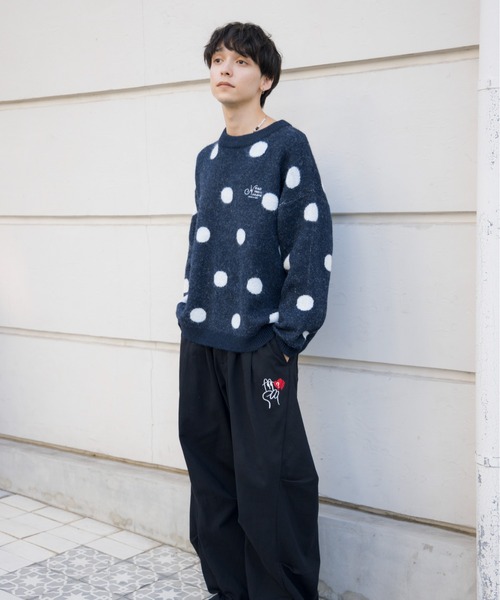 kaoyorinakami（カオヨリナカミ）の「dot logo knit / ドットロゴニット（ニット/セーター・メンズ・ブラウン/ネイビー・SMALL/MEDIUM/LARGE/X-LARGE）」の11枚目の写真