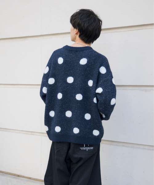 kaoyorinakami（カオヨリナカミ）の「dot logo knit / ドットロゴニット（ニット/セーター・メンズ・ブラウン/ネイビー・SMALL/MEDIUM/LARGE/X-LARGE）」の9枚目の写真