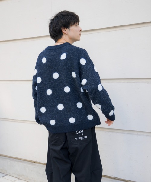 kaoyorinakami（カオヨリナカミ）の「dot logo knit / ドットロゴニット（ニット/セーター・メンズ・ブラウン/ネイビー・SMALL/MEDIUM/LARGE/X-LARGE）」の10枚目の写真