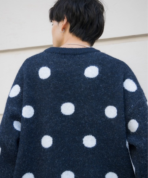 kaoyorinakami（カオヨリナカミ）の「dot logo knit / ドットロゴニット（ニット/セーター・メンズ・ブラウン/ネイビー・SMALL/MEDIUM/LARGE/X-LARGE）」の14枚目の写真